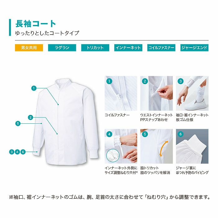 FX70940R 男女兼用混入だいきらいコート 工場白衣 SUN-S サンエス 白衣 S～5L ポリエステル100％