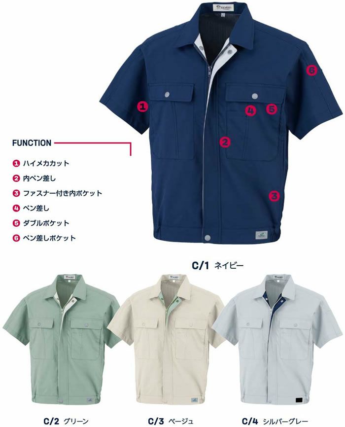 77171 半袖ブルゾン DAIRIKI 大川被服 春夏作業服 作業着 S～5L ポリエステル70％・綿20％・麻10％ 麻混トロピカル