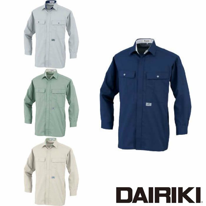 77174 長袖シャツ DAIRIKI 大川被服 春夏作業服 作業着 S～5L ポリエステル70％・綿20％・麻10％ 麻混トロピカル