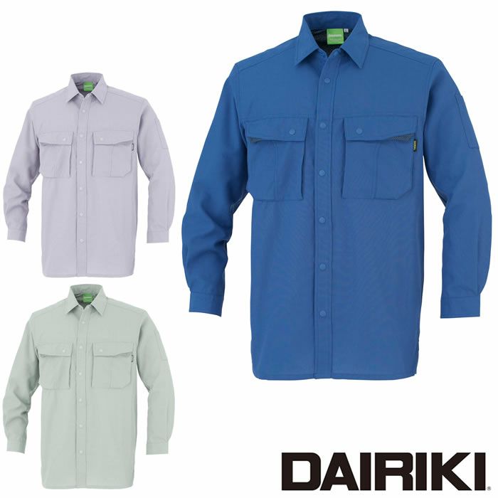 59994 長袖シャツ DAIRIKI 大川被服 春夏作業服 作業着 S～5L ポリエステル70％・綿20％・麻10％ 麻混トロピカル