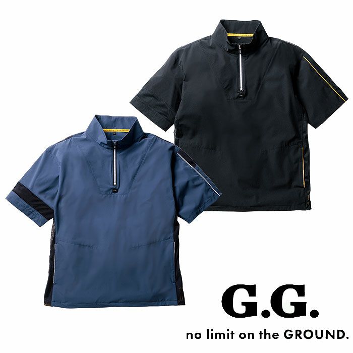 0375-64 半袖Tシャツ ハーフジップ 胸ポケット無し SOWA 桑和 作業服 Tシャツ 作業着 S～4L ナイロン90％・ポリウレタン10％