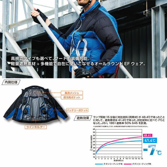 7369-10 長袖EFブルゾン 反射材付 桑和 SOWA 春夏作業服 作業着 S～8L ポリエステル100％