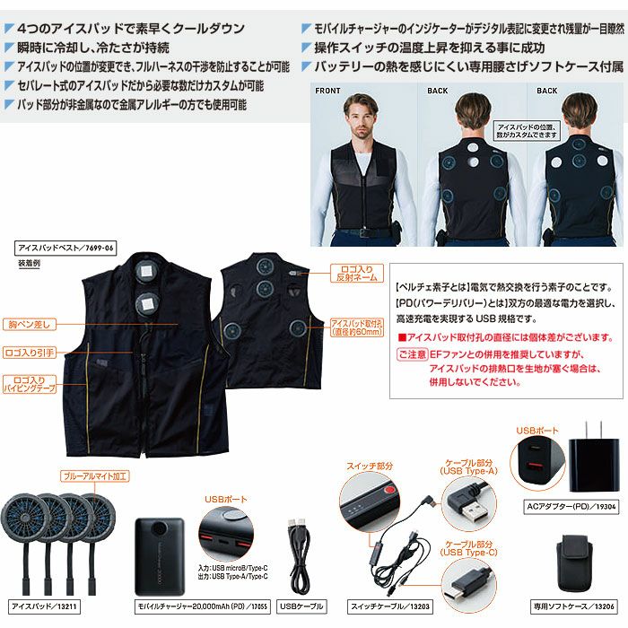 13209 アイスパッドベストセット バッテリー付き 桑和 SOWA 春夏 作業服 作業着 ペルチェ素子