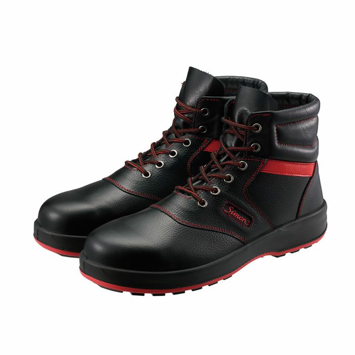 SL22-R 黒/赤 中編上靴 Simon シモン 安全靴・安全中編上げ 23.5cm～28.0cm