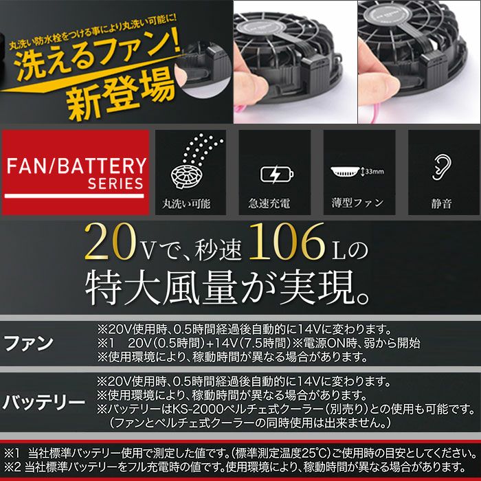 KS-250 ファン・バッテリーフルセット kurodaruma クロダルマ ファン付き作業服用 空調ウェア KS250 エアーセンサーネオ AIRSENSORneo