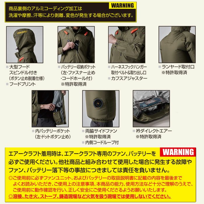 AC2064 エアークラフトACベスト ユニセックス BURTLE バートル 春夏作業服 作業着 ファン付き作業服 S～3XL ポリエステル100％ マイクロソフトシェル