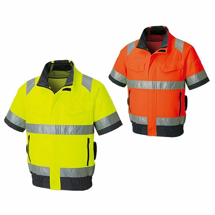 KF92520 Hi-Vis半袖ブルゾン サンエス SUN-S 空調風神服専用 春夏 作業服 作業着 S～6L ポリエステル100％