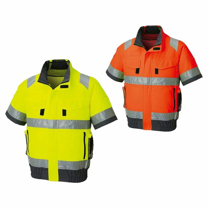 KF92520G フルハーネス対応Hi-Vis半袖ブルゾン サンエス SUN-S 空調風神服専用 春夏 作業服 作業着 S～6L ポリエステル100％