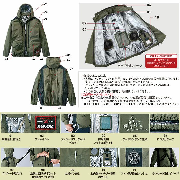 74310 空調服&#9415;半袖ブルゾン 自重堂 Z-DRAGON 春夏 作業服 作業着 S～4L ナイロン100％ タスランナイロン 空調服専用