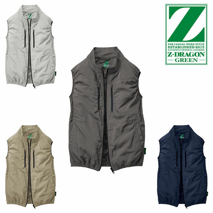 74290 空調服Ⓡベスト 自重堂 Z-DRAGON GREEN 春夏 作業服 作業着 S～4L ポリエステル100％ エコ高密度タフタ 空調服専用