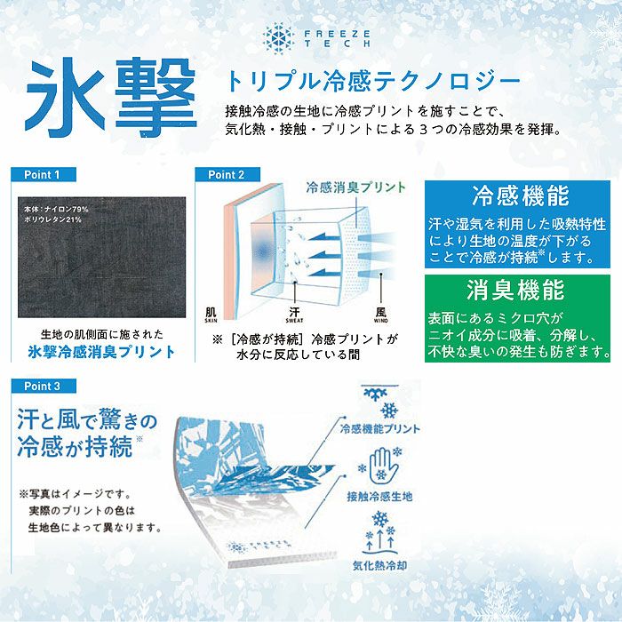 EF1600 冷却インナーシャツ長袖クルーネック 氷撃 SUN-S サンエス コンプレッション S～2XL ナイロン80％・ポリウレタン20％