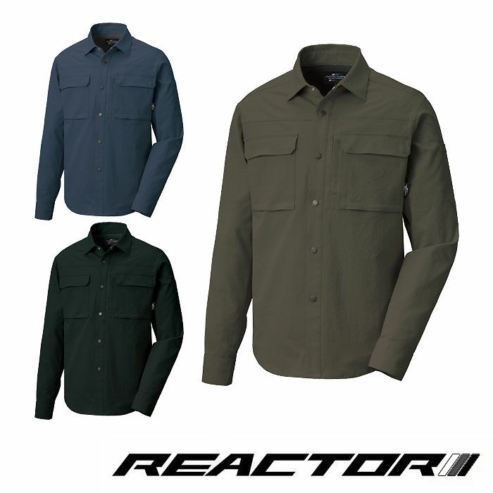 RE22519 長袖シャツ SUN-S サンエス REACTOR 作業服 作業着 オールシーズン S～5L ポリエステル99％・複合繊維1％ ポリエステルツイル