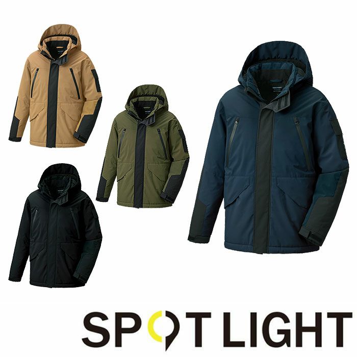 SPT32500 防水防寒ジャケット SUN-S サンエス SPOTLIGHT 秋冬 作業服 防寒着 防寒ウェア S～6L ポリエステル100％ ストレッチクロス