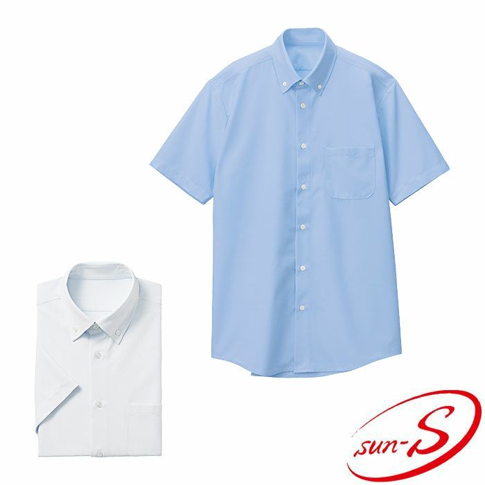JB52500 メンズ半袖シャツ SUN-S サンエス 春夏 ビジネスシャツ 透け防止 形態安定 UVカット S～5L ポリエステル100％ トリコット