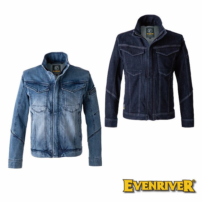 USD1107 ストレッチデニムジャケット EVENRIVER イーブンリバー 秋冬 作業服 作業着 S-5L 綿99％・ポリウレタン1％