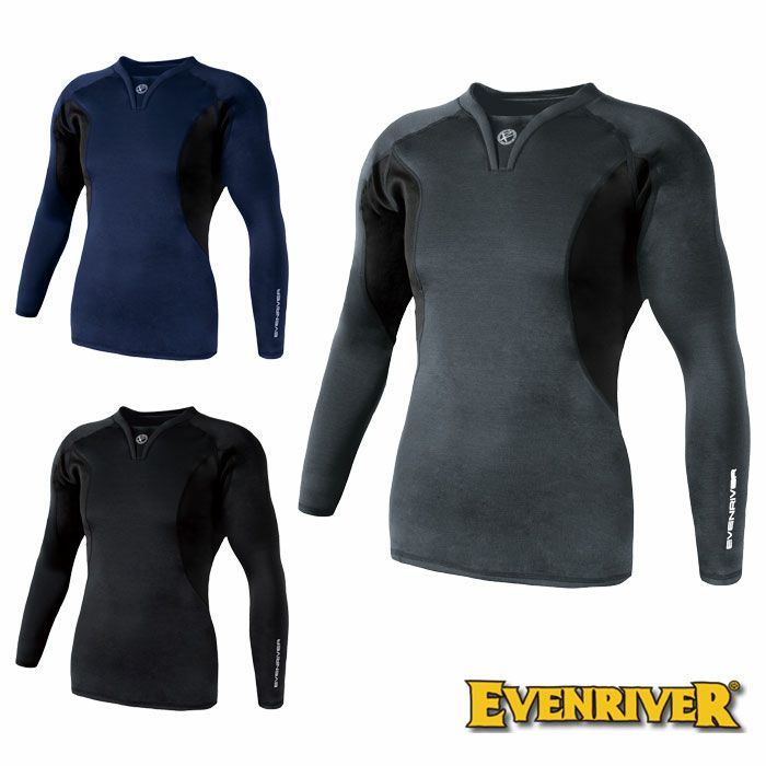 GTV16 ヒートボディVネック EVENRIVER イーブンリバー 秋冬 作業服 作業着 M～5L ポリエステル95％・ポリウレタン5％