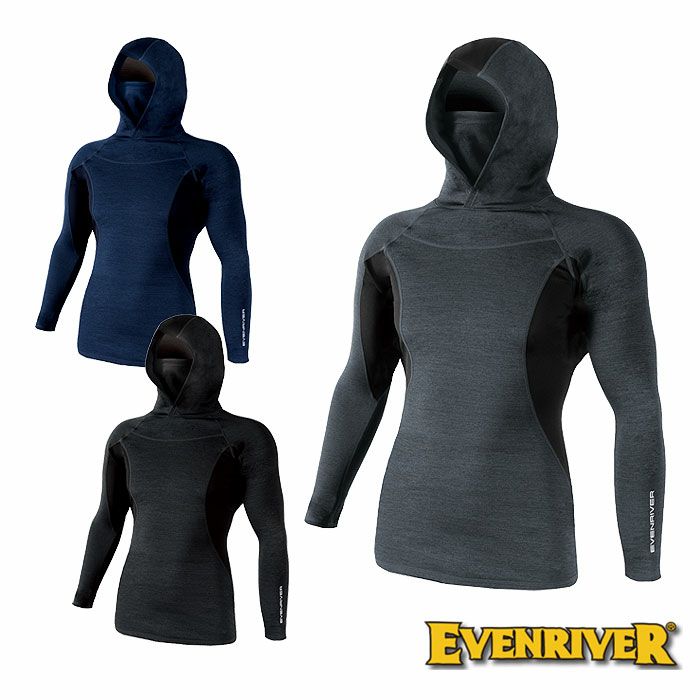 GTV46 ヒートボディフーディハイネック EVENRIVER イーブンリバー 秋冬 作業服 作業着 M～5L ポリエステル95％・ポリウレタン5％