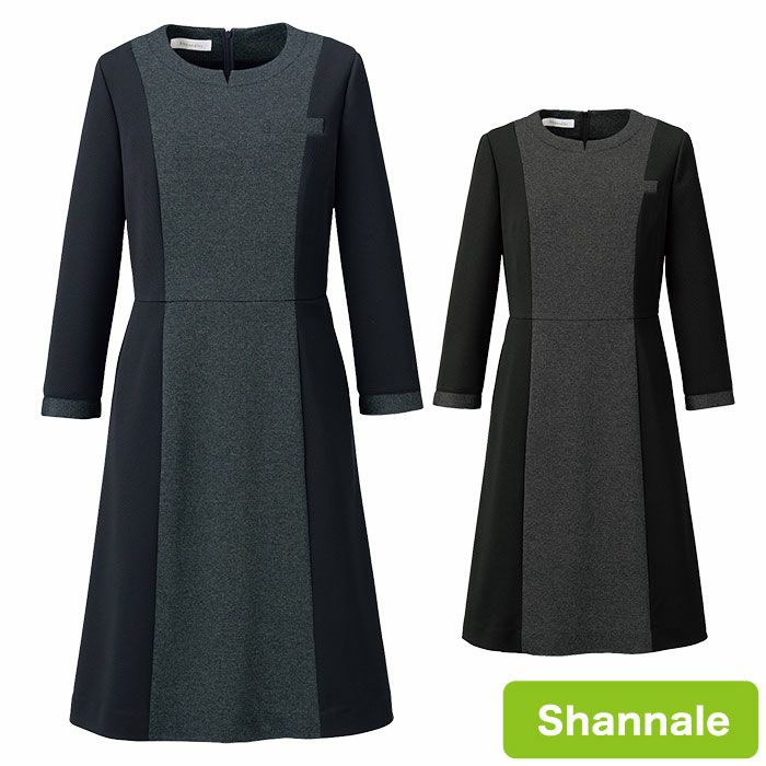 WN90W ワンピース 神馬本店 selectstage 制菌加工 事務服 制服 5号～21号 ポリエステル100％ メランジュニット