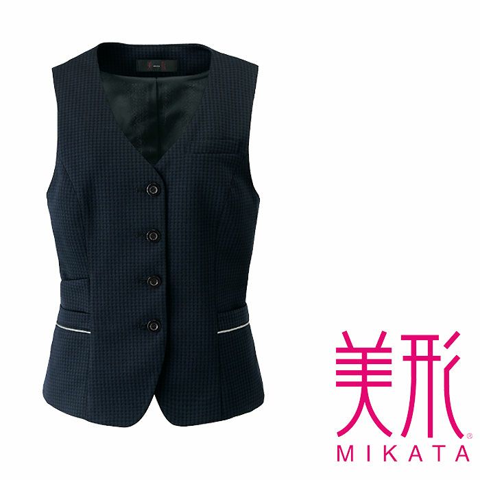 SA900V ベスト 神馬本店 selectstage 事務服 制服 5号～23号 ポリエステル100％ リサイクルジャージチェック