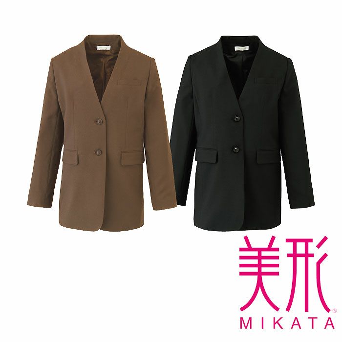 WN104JL レディースノーカラージャケット 神馬本店 selectstage 事務服 制服 SS～XL ポリエステル100％ トロピカル2WAYストレッチ